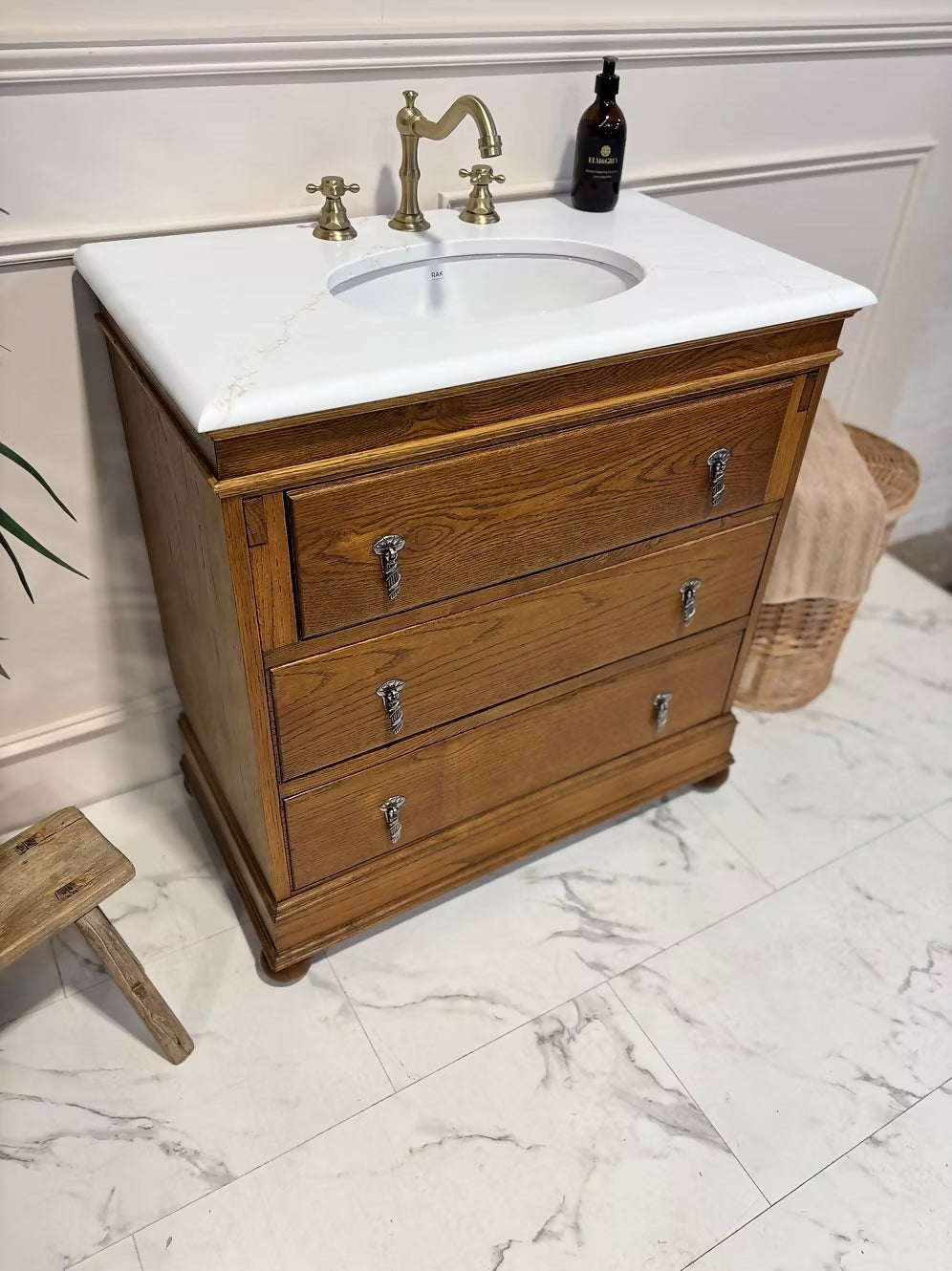 Oak Bureau Vintage Vanity Unit