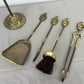 Fireplace Set Vintage French Style Brass 5 Piece Companion Set LOT 6445