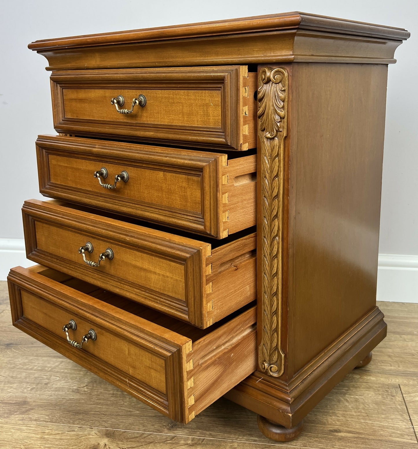 Pair of Bedside Tables Vintage French Nightstands 4 Drawers Cabinets LOT 6315