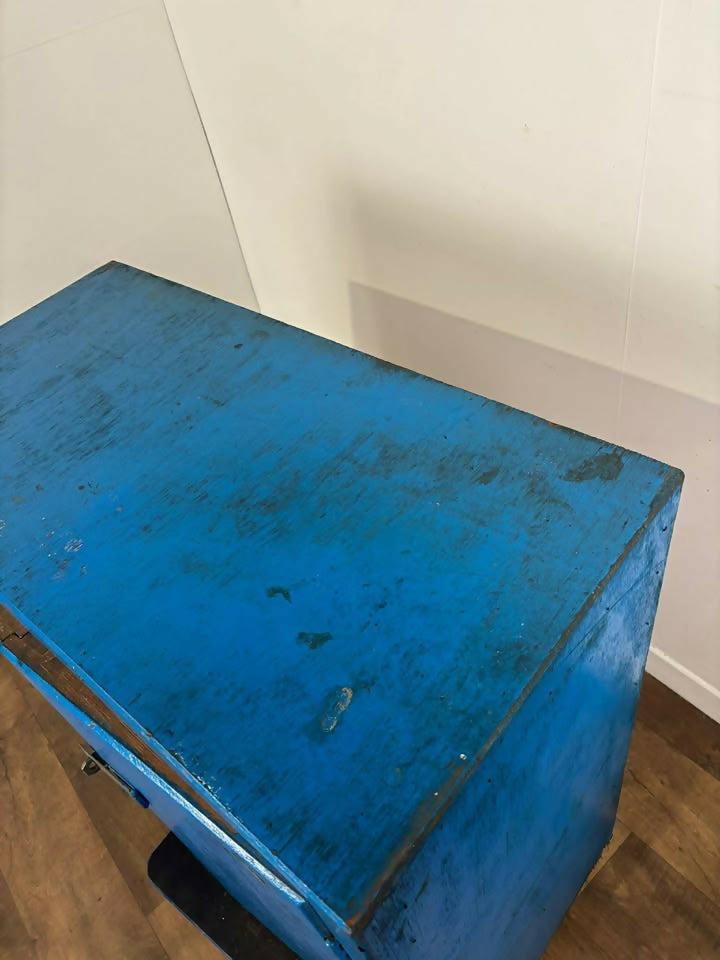 Vintage Rustic Blue Wooden Cupboard