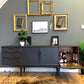 Jentique teak sideboard in dark grey and gold leaf