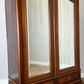 Wardrobe Antique French Style Walnut Mirrored Two Door Carved Armoire LOT 6538