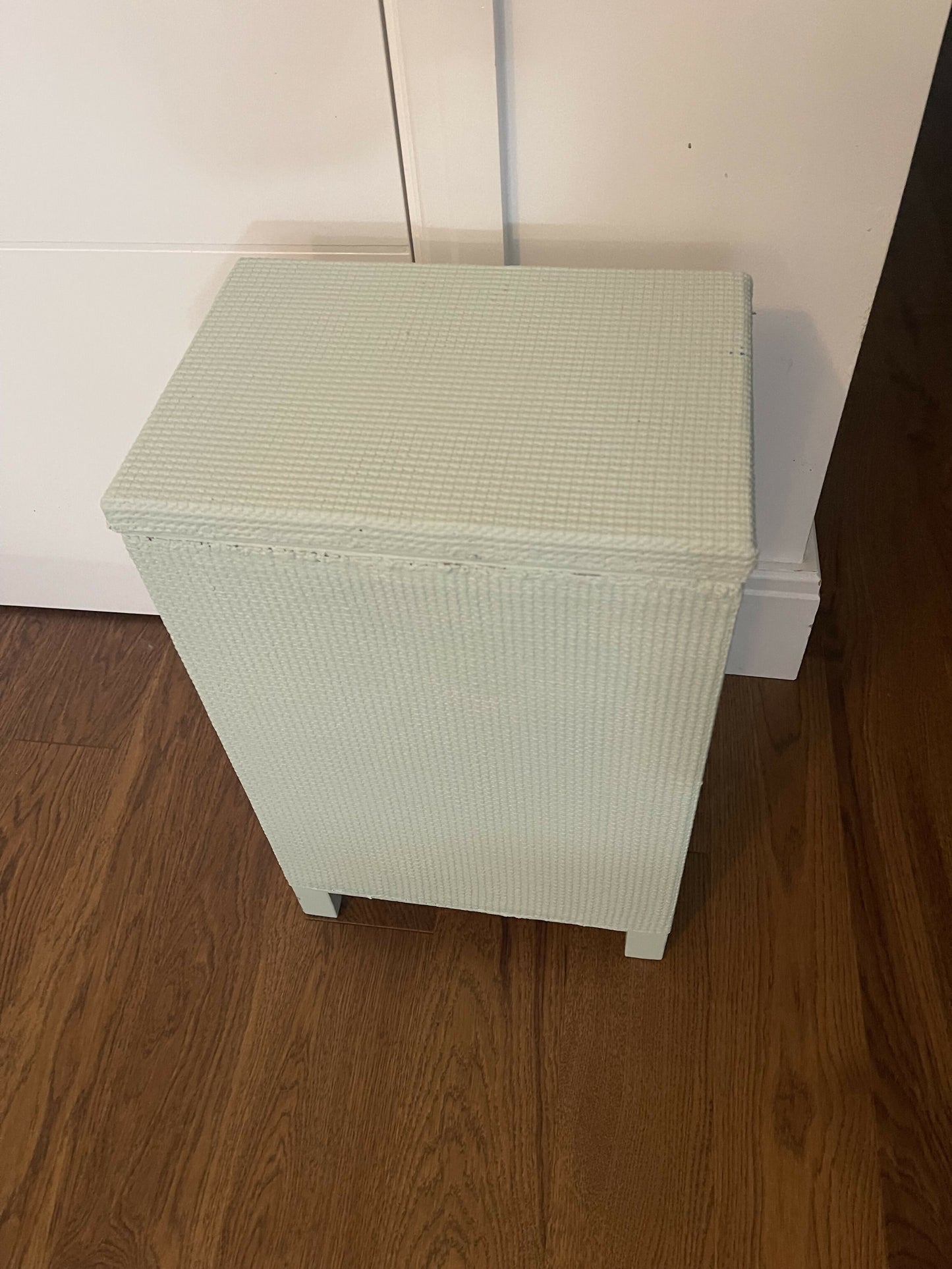 Mid century laundry basket repainted light green