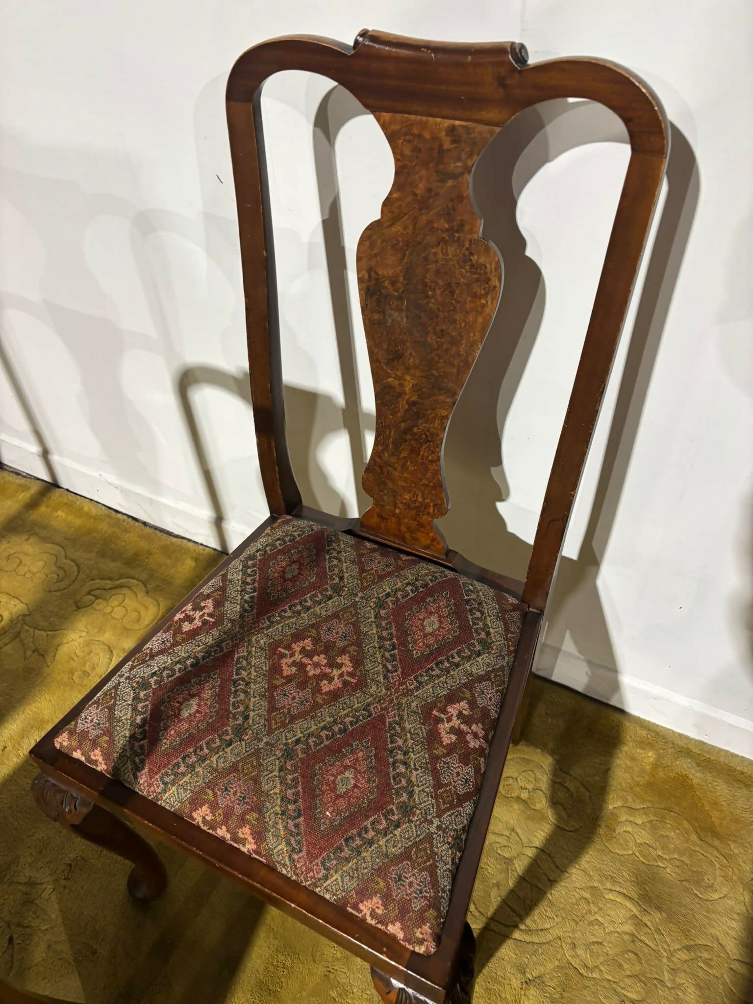 Vintage Burr Walnut Veneered Set Of Five Dining Chairs9