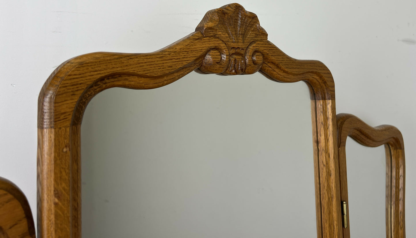 Dressing Table with Mirror Vintage French Oak Louis Vanity Table Makeup LOT 6321