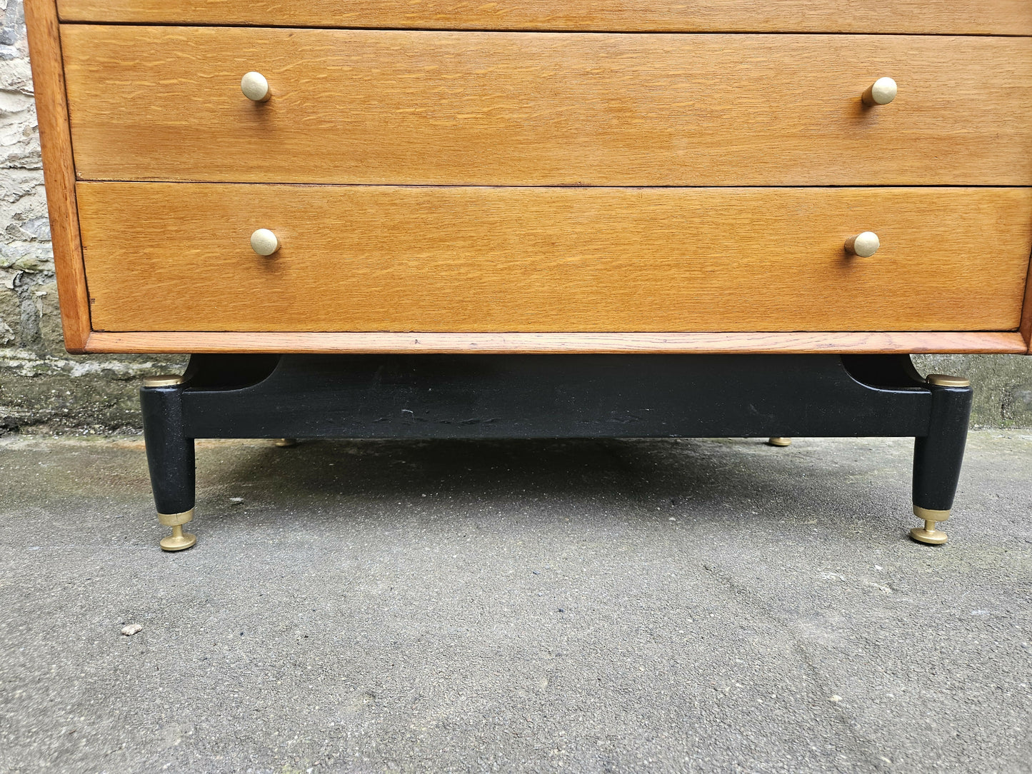 G Plan Brandon Range Four Drawer Chest Of Drawers In Oak With Ebonised Detailing