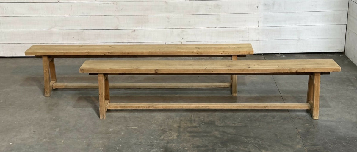 Pair French Oak Dining Benches