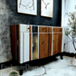 Mid-Century Modern MCM Bespoke Luxury Beautility Sideboard Drink Cabinet Modern black gold white stripes