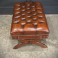 Hand Dyed Buttoned Leather Footstool