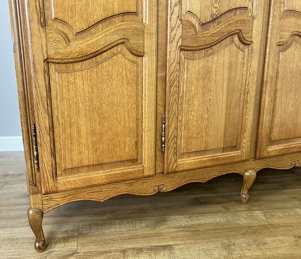 Wardrobe Vintage French Louis XVI Style Oak Five Door Carved Armoire LOT 6519
