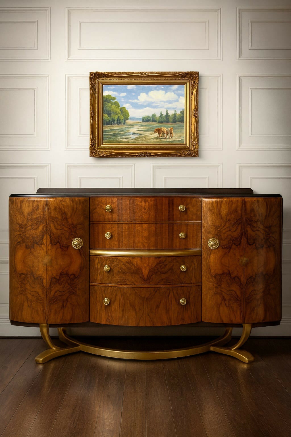 Beautiful Art Deco Walnut Drinks Cocktail Cabinet