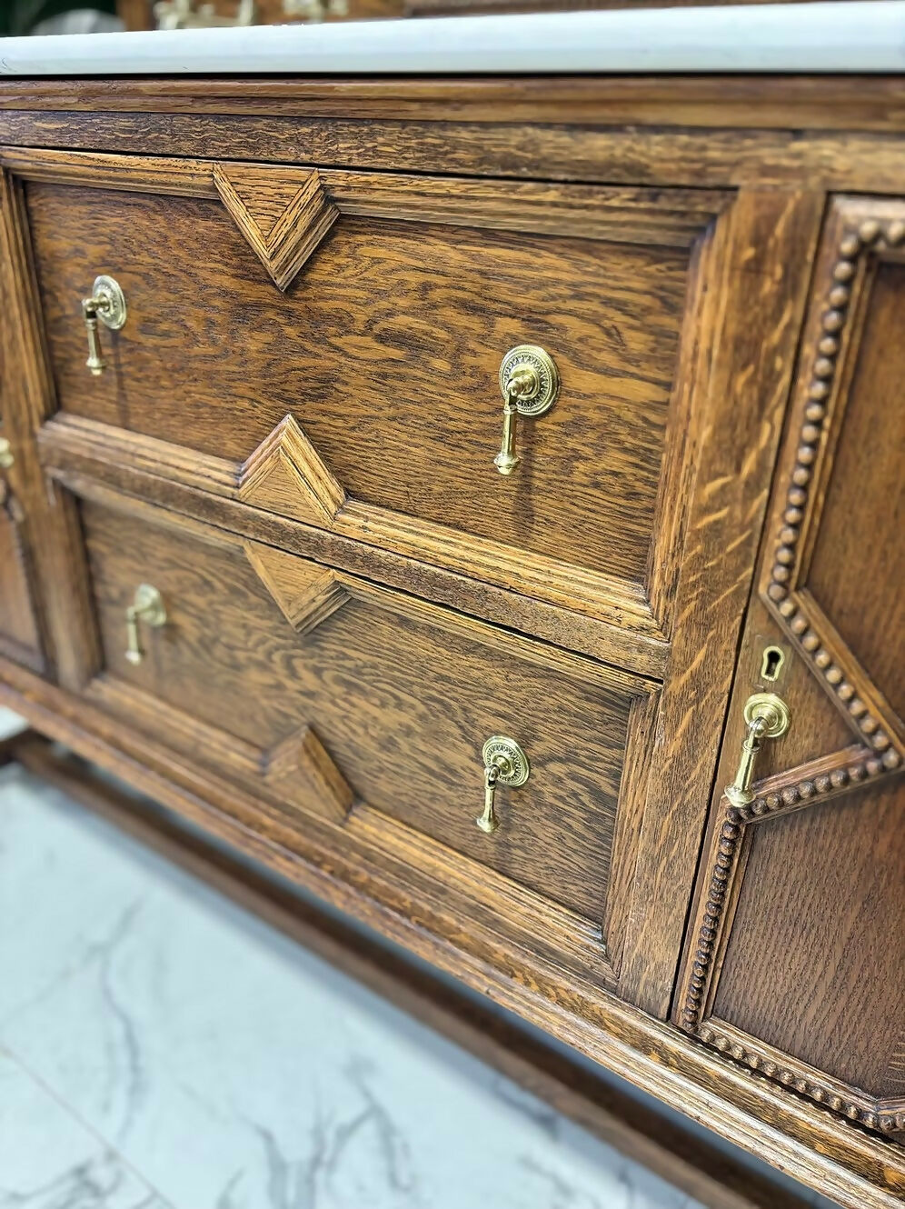 Vintage Wooden Oak Double Vanity Unit