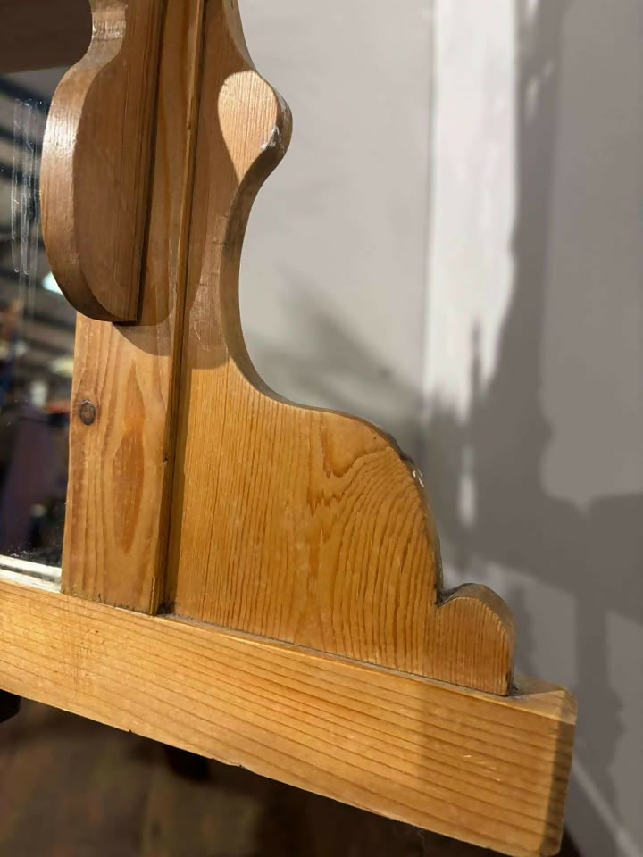 Antique Style Pine Over mantle Mirror