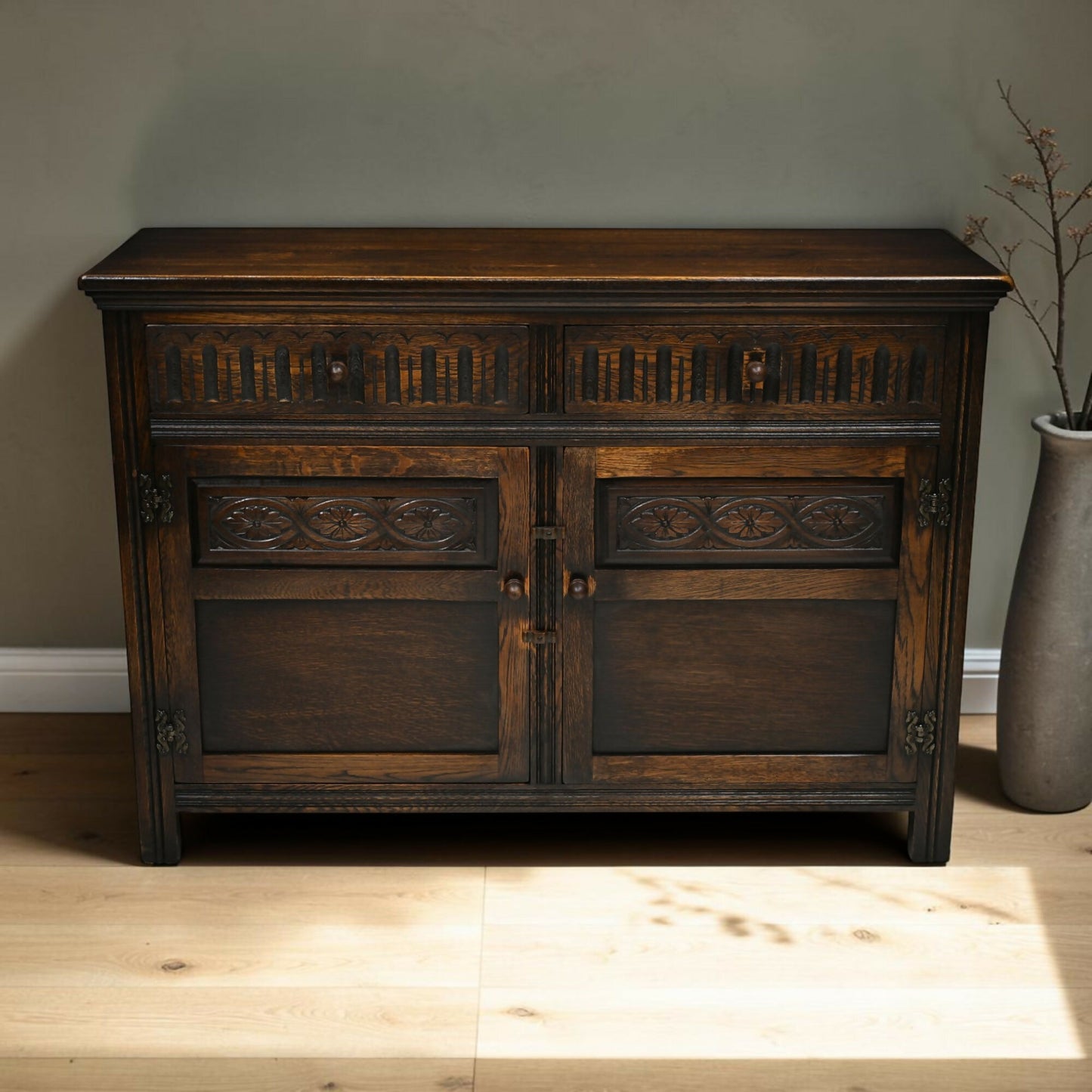 Old Charm Style Oak Sideboard Vintage Furniture Storage Patina FREE UK Delivery