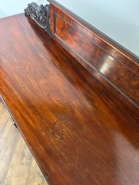 Victorian Mahogany Pedestal Sideboard with Carved Gallery Back