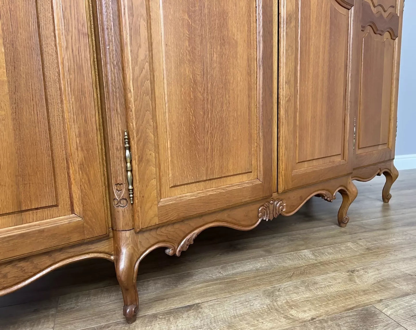 Wardrobe Vintage French Louis XVI Style Four Door Oak Carved Armoire LOT 4930