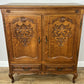 Cabinet Vintage French Louis XIV Oak Sideboard with Carved Cupboard LOT 6251