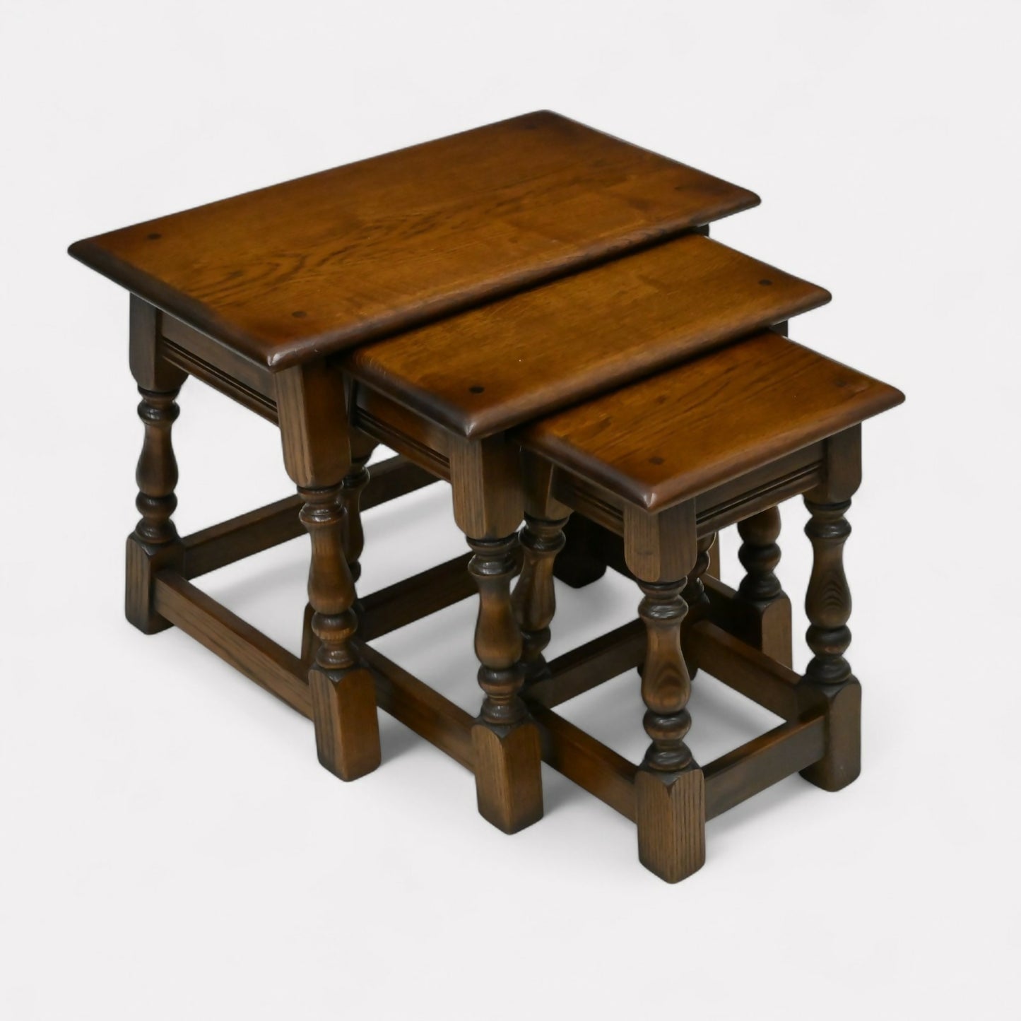 Old Charm Oak Nest of 3 Tables Model 1494 Light Oak Finish Free UK Delivery. SBR10577/1206E