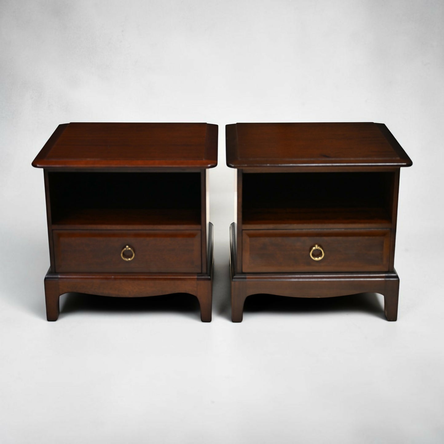 Pair of Stag Minstrel Bedside Cabinets Draw 2 In Set Drawer FREE UK Delivery