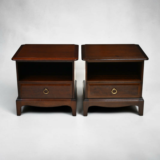 Pair of Stag Minstrel Bedside Cabinets Draw 2 In Set Drawer FREE UK Delivery