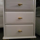 White/Cream and gold vintage bedroom set. Upcycled chest of drawers and bedside tables