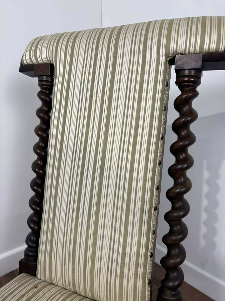 Early Victorian Walnut Upholstered Prayer Chair