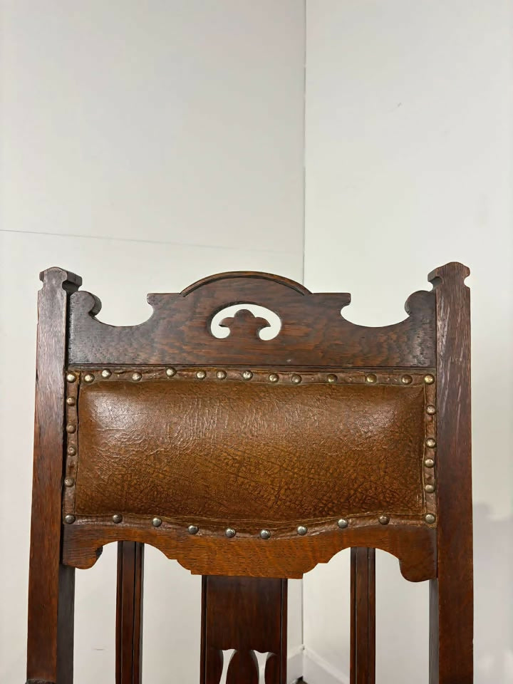 Edwardian Oak Art Nouveau Style Armchair