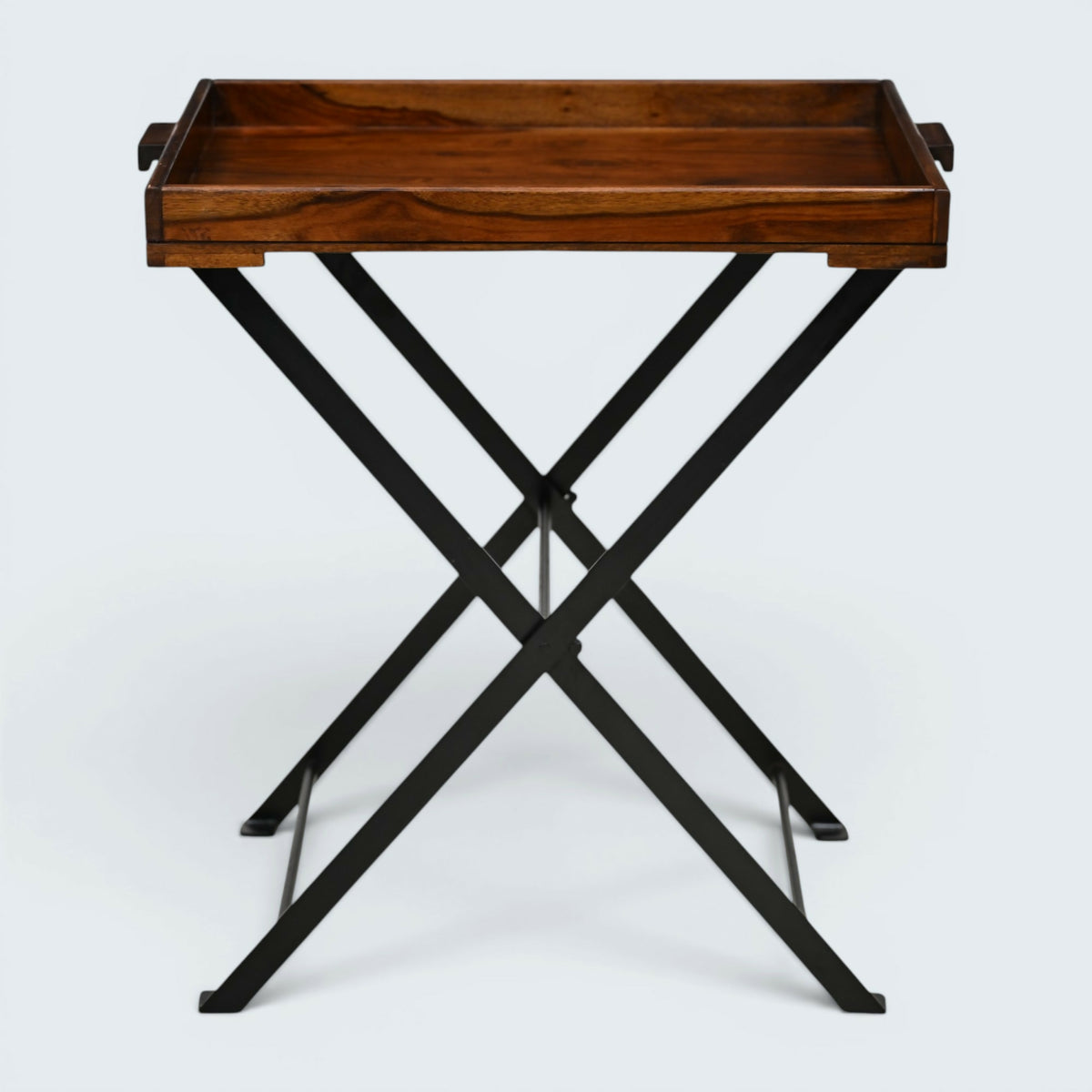 Mahogany Butlers Tray / Fold Away Side Table Iron Frame with FREE UK Delivery*