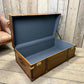 XL Tan Leather English Coffee Table Trunk