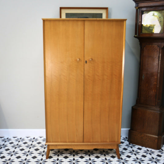 Alfred Cox Double Wardrobe in Walnut 1950s with Splayed Legs