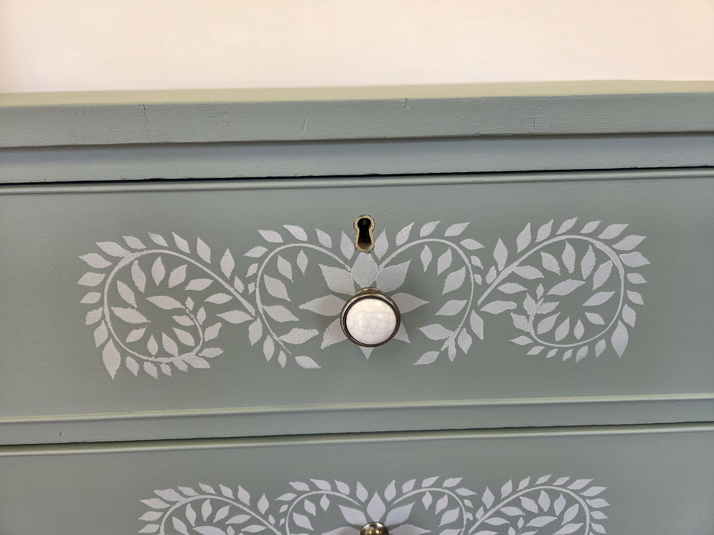 Bone Inlay stencilled large Chest of Drawers