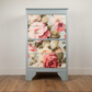 Vintage Lebus Dressing Chest, Chest of Drawers, Lift-Up Mirror, Floral Upcycled Furniture