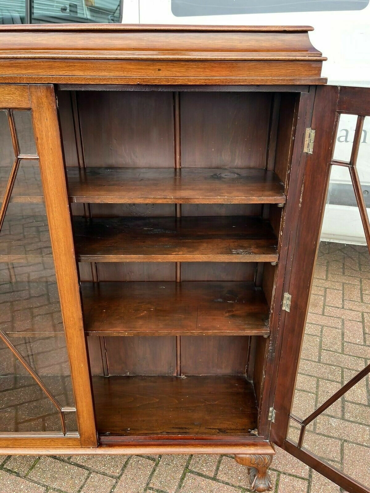 Vintage Mahogany Bookcase Display Cabinet With Adjustable Shelves
