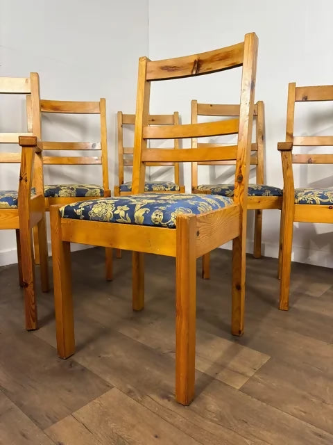 Set Of Six Contemporary Pine Dining Chairs – Including Two Carvers