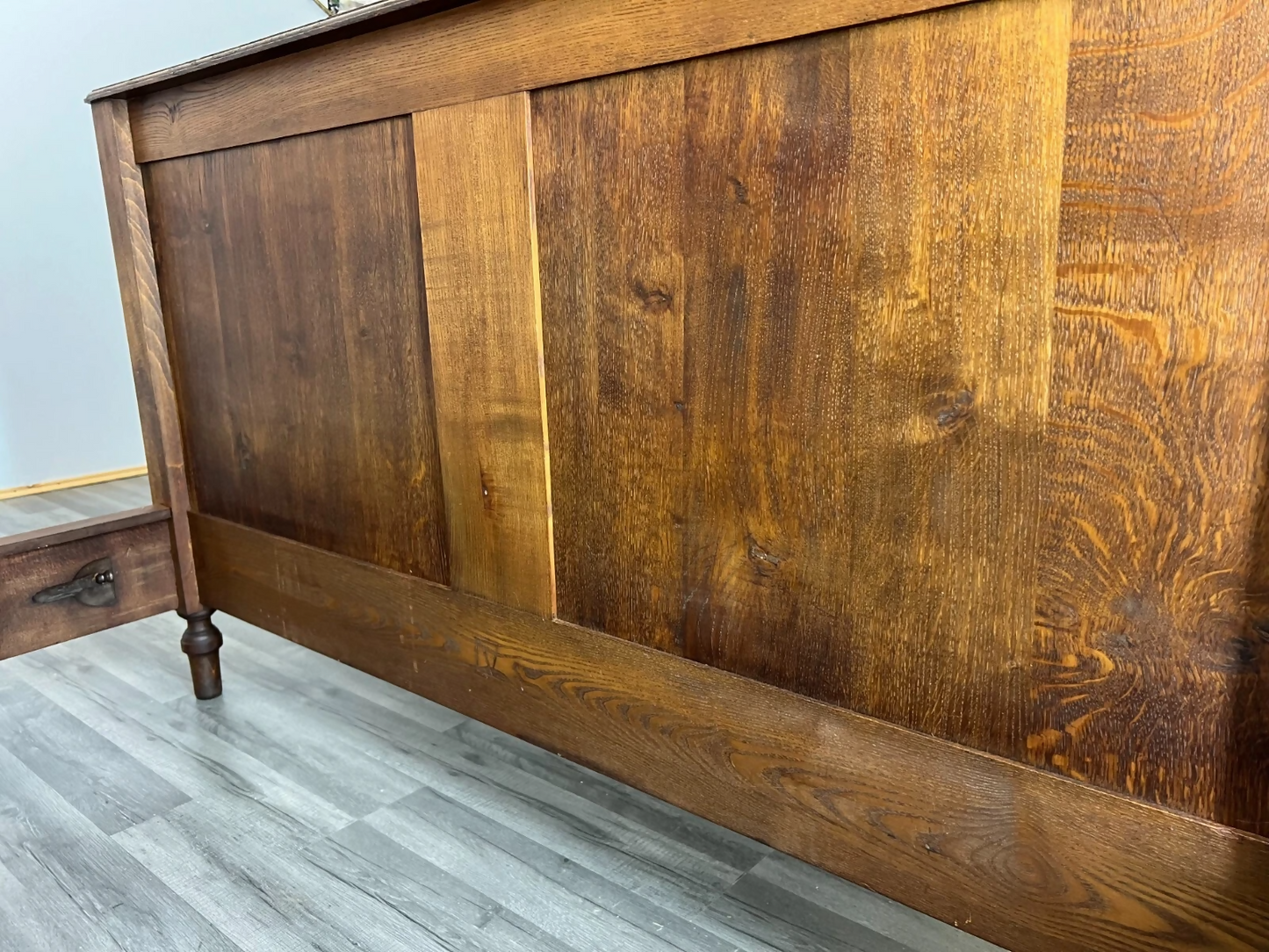 Bed Antique French Style Double Bed Wood Frame Carved Headboard LOT 3239