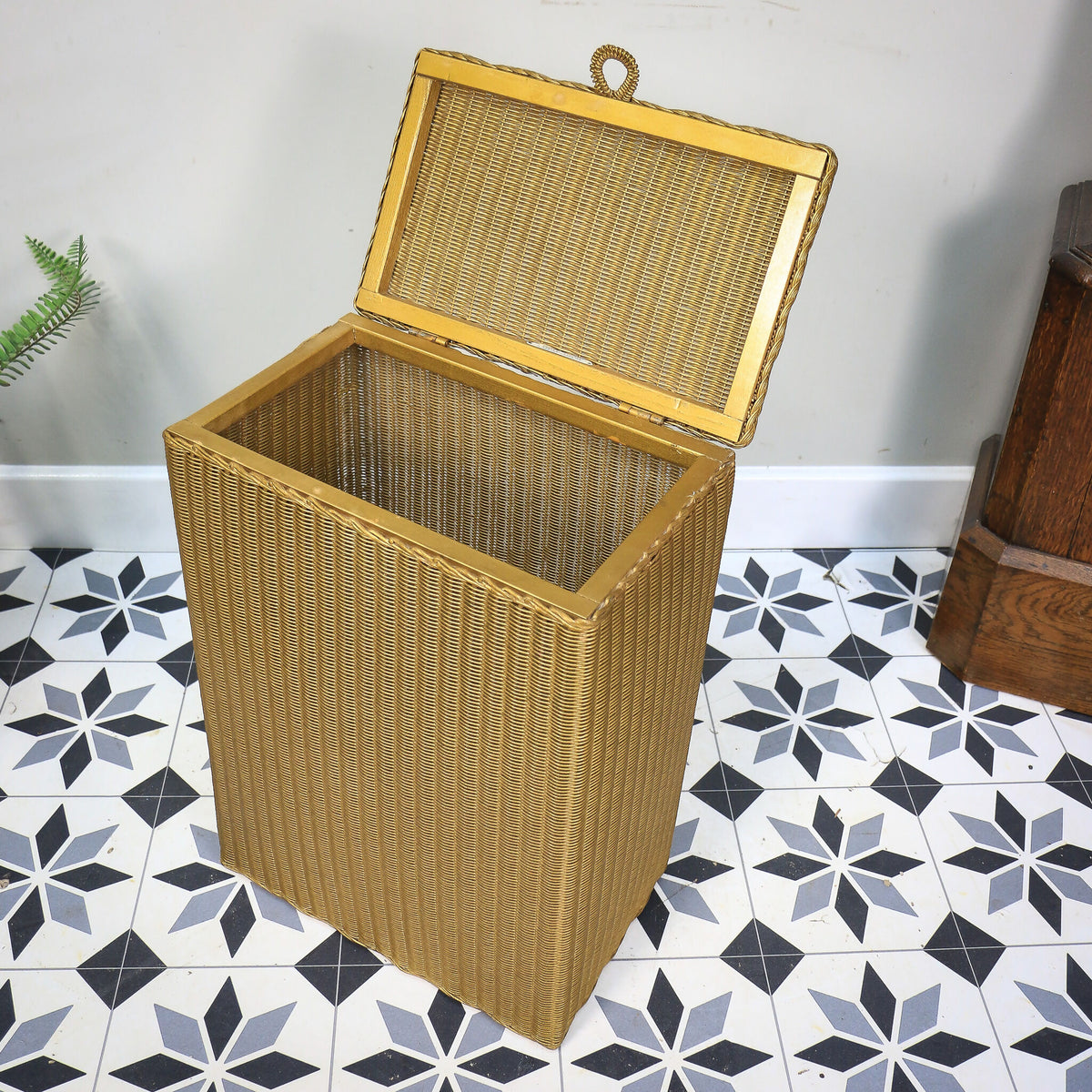Lloyd Loom Lusty Linen Laundry Bin Basket in Gold
