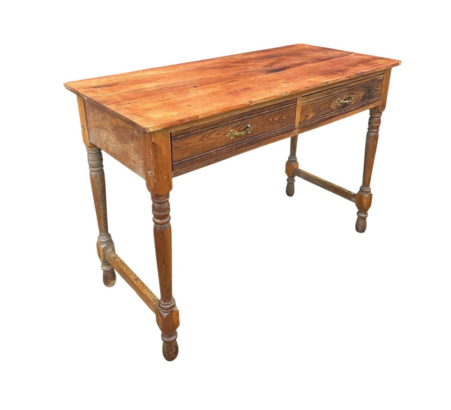 Antique 19th Century Rustic pitch pine side table desk