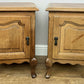 Pair of Bedside Tables Vintage French Louis Style Oak Nightstands Cabinets LOT 6309