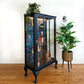Upcycled Vintage Drinks Cabinet | Painted Dark Navy Tropical Decoupage Glazed Home Bar | Cocktail Cabinet