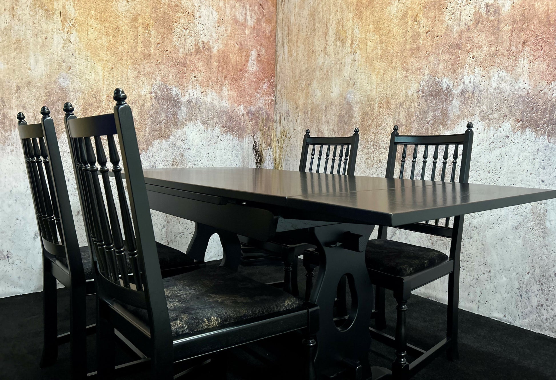 Black Dining Table Chairs Set Refurbished – Upcite