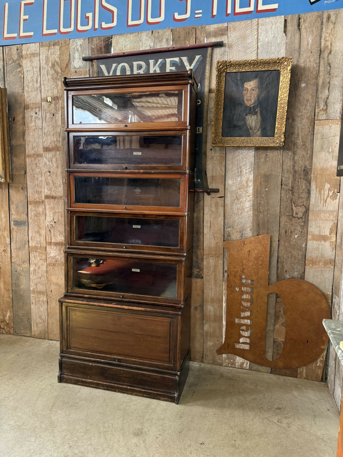 Vintage Modular Globe Wernicke Solicitor Barrister Six Stack Bookcase Glazed Cupboards, c1930