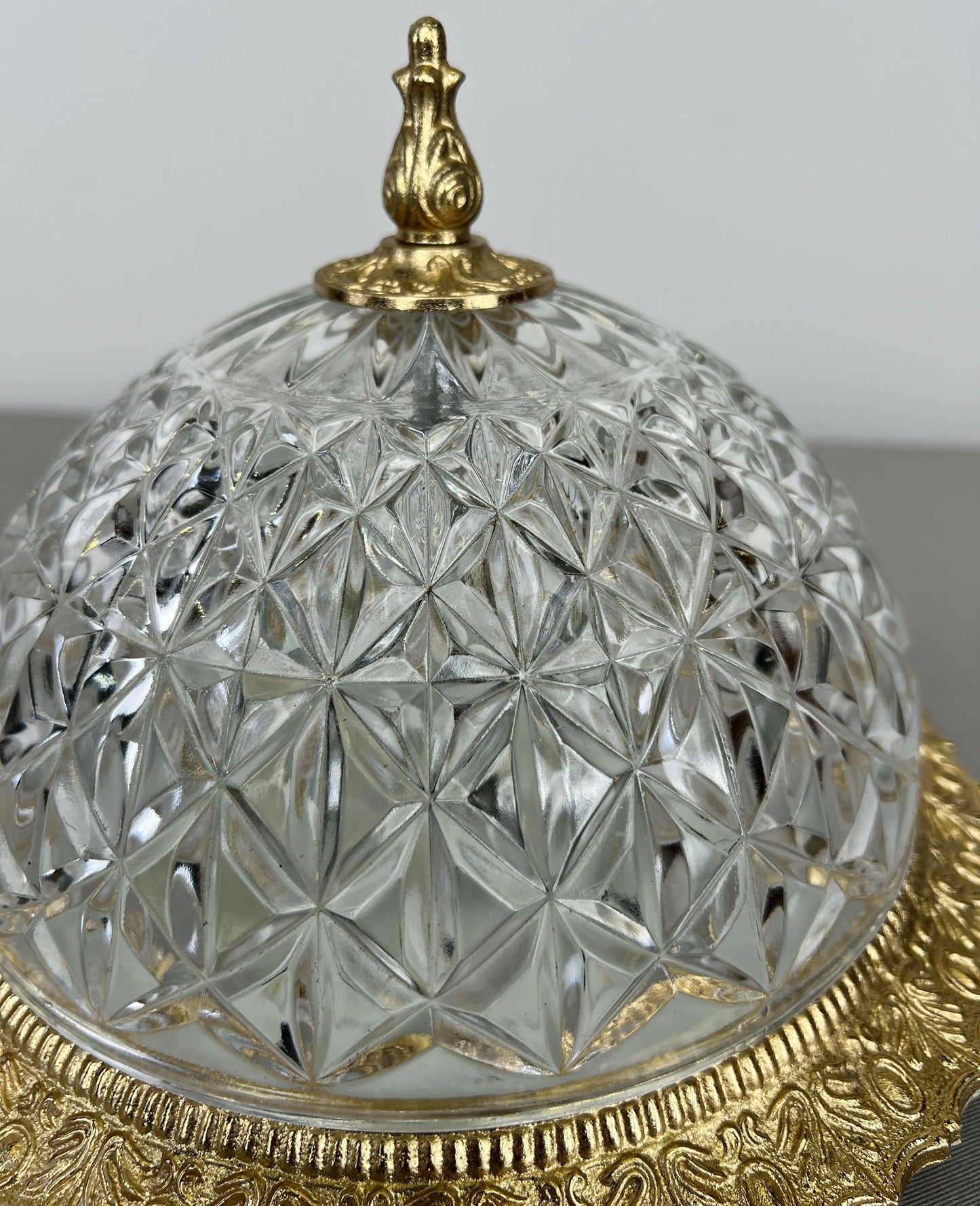 Ceiling Lamp Vintage French Brass Crystal Glass Chandelier Pendant LOT 6470