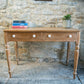 Antique Pine Console Table with Drawers & White Knobs