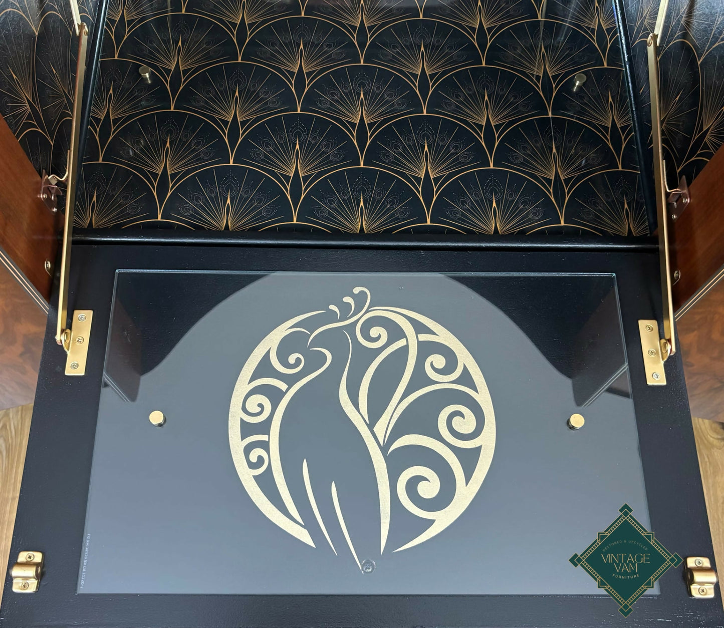 Beautility Cocktail Cabinet, Palmer House Hotel Tiffany Peacocks