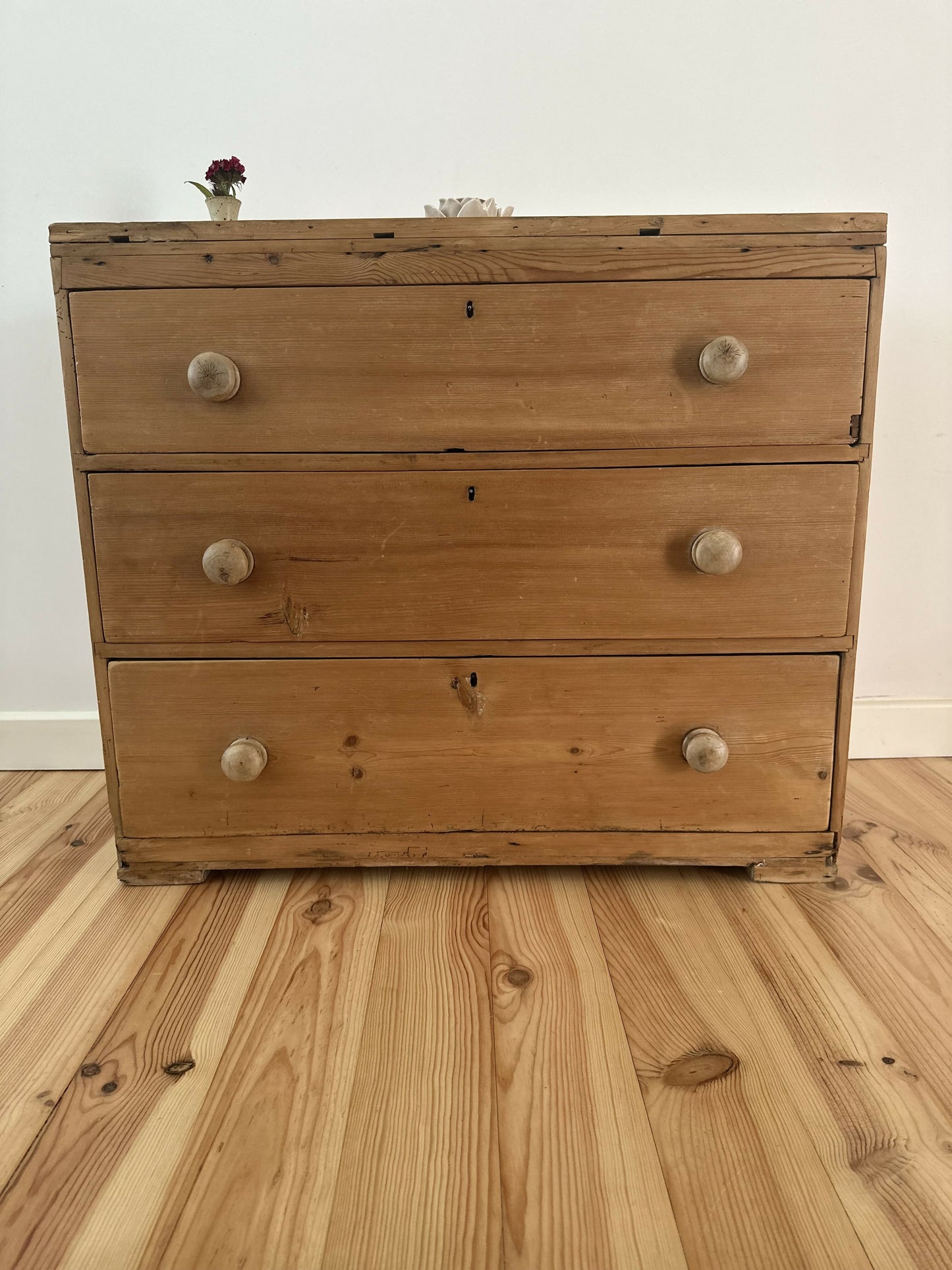 Antique Victorian Pine Chest of Drawers Rustic Stripped Pine