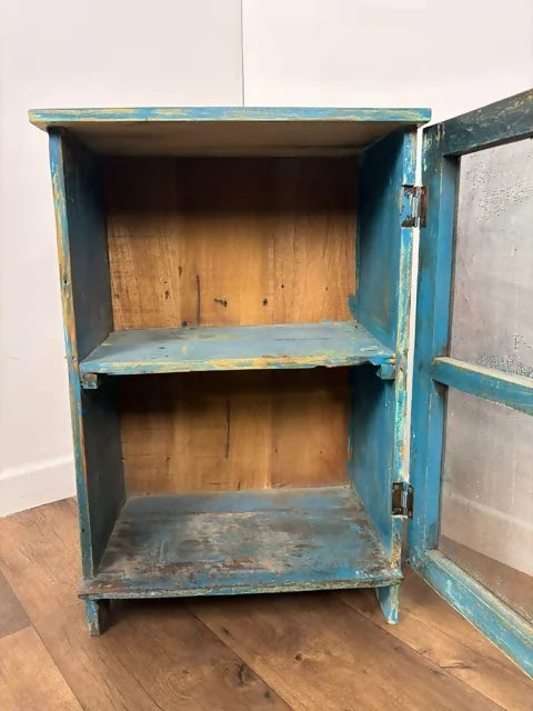 Rustic Indian Reclaimed Wood Blue Distressed Cabinet