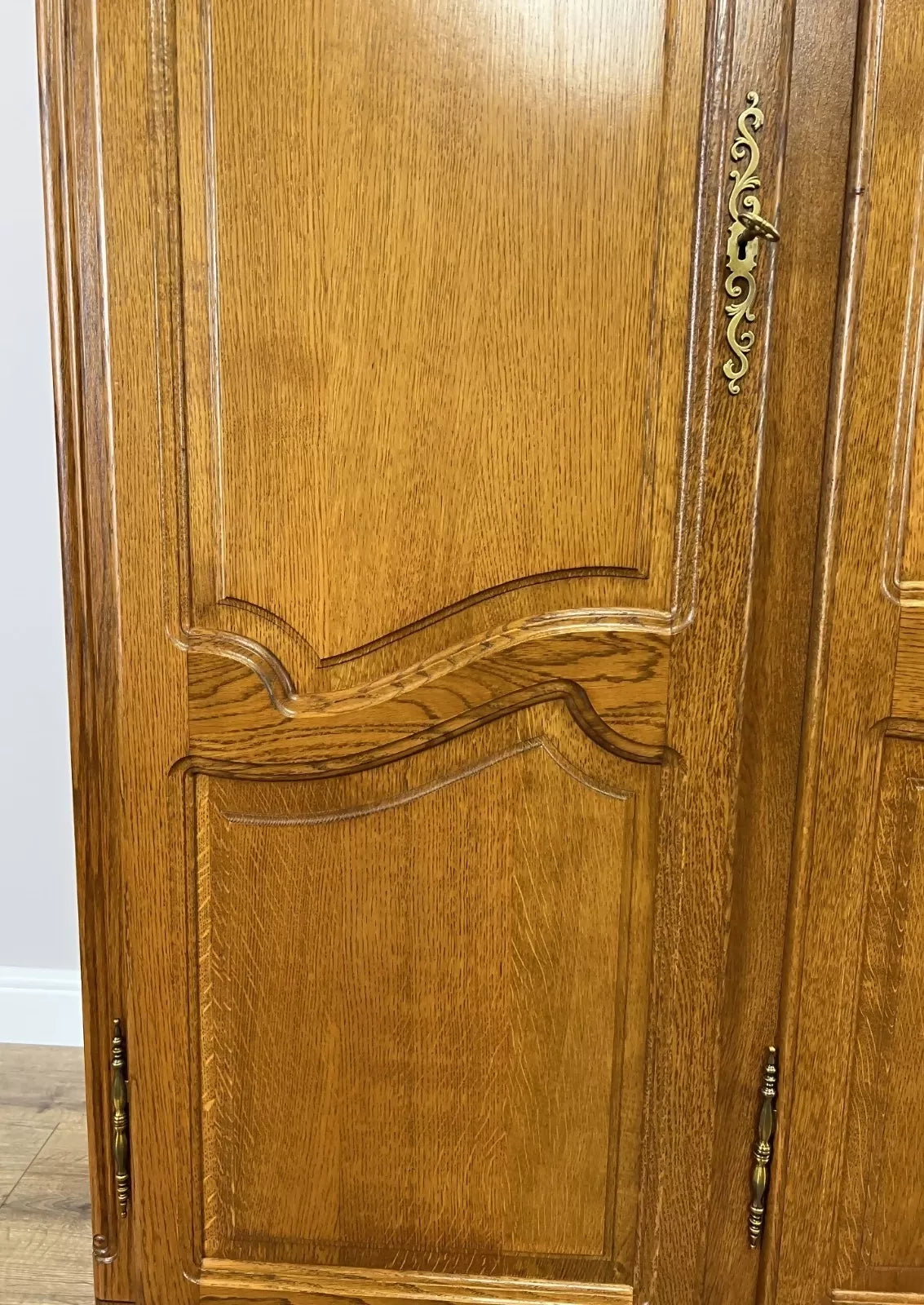 Wardrobe Vintage French Louis XVI Style Oak Four Door Carved Armoire LOT 4824