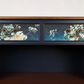 Upcycled Vintage Cabinet | Dark Navy Open Display Cabinet | Hand Painted Floral Furniture | Console Shelf