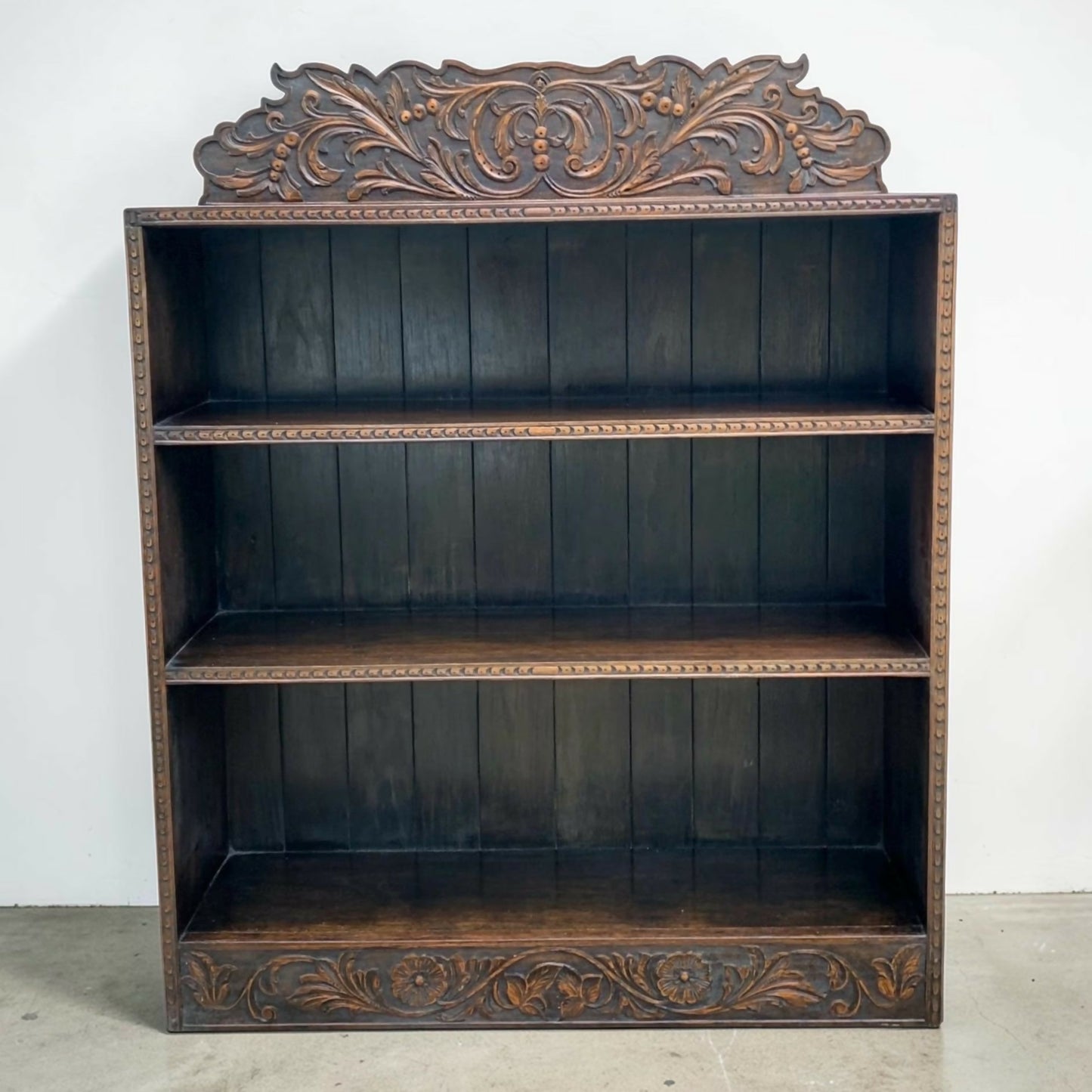 Impressive Mid-19th Century Oak Open Bookcase
