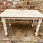 Stripped Pine Farmhouse Dining Table | Solid Wood Country Kitchen Table | Turned Legs Rustic Cottage Table